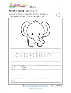 alphabet tracing - lowercase e