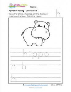 alphabet tracing - lowercase h