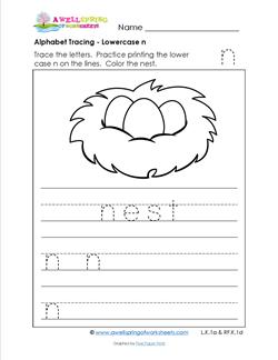 alphabet tracing - lowercase n