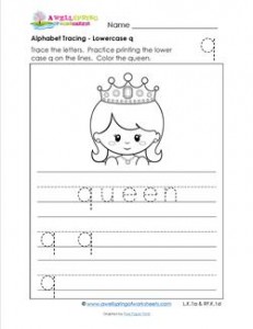 alphabet tracing - lowercase q