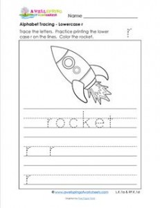 alphabet tracing - lowercase r