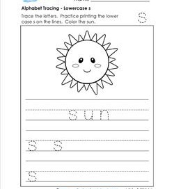 alphabet tracing - lowercase s