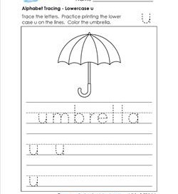 alphabet tracing - lowercase u