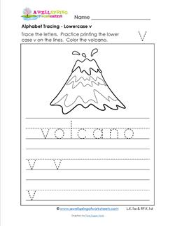 alphabet tracing - lowercase v