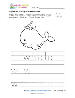 alphabet tracing - lowercase w