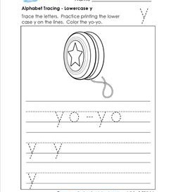 alphabet tracing - lowercase y