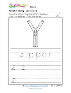 alphabet tracing - lowercase z