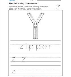 alphabet tracing - lowercase z