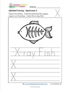Alphabet Tracing - Uppercase X - X-Ray Fish - Printing Practice Worksheets