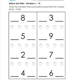 worksheets before after for kindergarten maths and Worksheets Words After,  Between Before, Positional