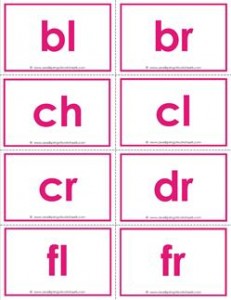 beginning consonant blends flashcards - color