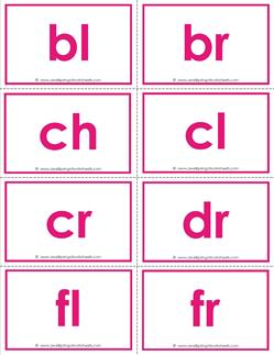 beginning consonant blends flashcards - color