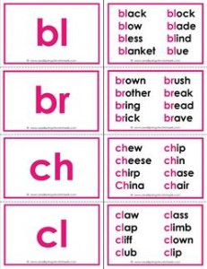 beginning consonant blends flashcards with words