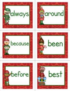 christmas dolch sight word flashcards second grade