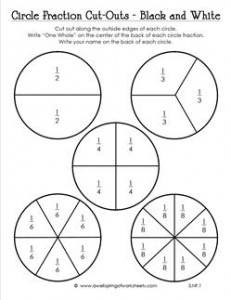 circle fraction cut-outs black and white