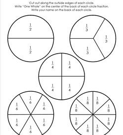 circle fraction cut-outs black and white