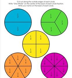 circle fraction cut-outs bright colors