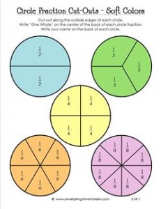 circle fraction cut-outs soft colors