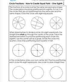 circle fractions - how to create equal parts one eighth