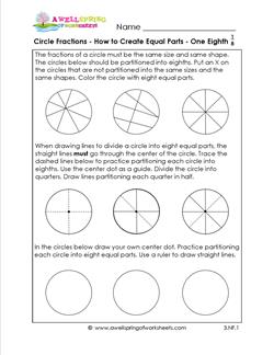 circle fractions - how to create equal parts one eighth