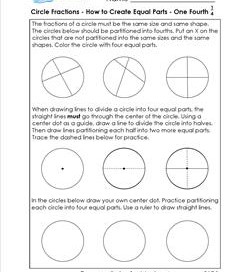 circle fractions - how to create equal fractions one fourth