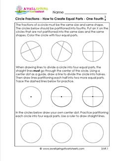 circle fractions - how to create equal fractions one fourth
