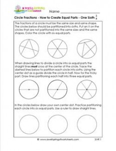 circle fractins - how to create equal parts one sixth