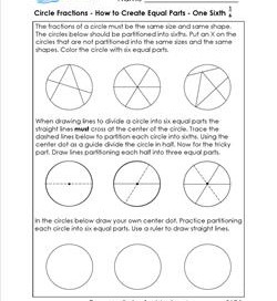 circle fractins - how to create equal parts one sixth
