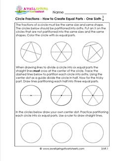 circle fractins - how to create equal parts one sixth