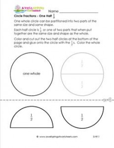 circle fractions one half