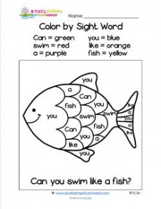 Color by Sight Word - Can You Swim Like a Fish?