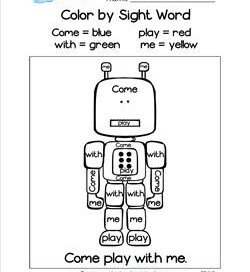 Color by Sight Word - Come Play With Me