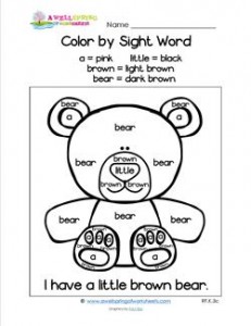 Color by Sight Word - I Have a Little Brown Bear