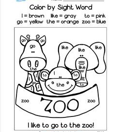 Color by Sight Word - I Like to go to the Zoo!