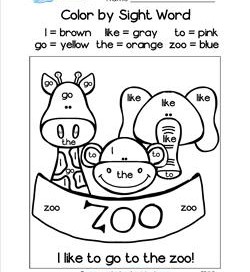 color by sight word worksheets for kindergarten a wellspring