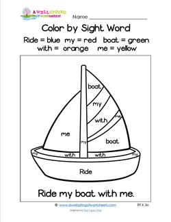 Color by Sight Word - Ride My Boat with Me | A Wellspring