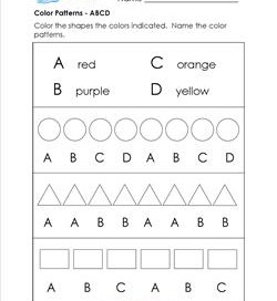 Color Patterns - ABCD - Patterns Worksheets