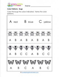 Color Patterns - Bugs - Patterns Worksheets