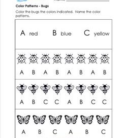 Color Patterns - Bugs - Patterns Worksheets