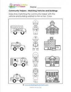 Community Helpers Matching - Match the Helper with a Vehicle and Building