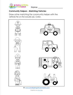 Community Helpers Matching - Match the Helper to the Vehicle