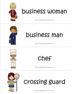 Community Helpers Vocabulary Cards - Business Man & Woman, Chef, Crossing Guard