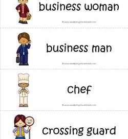 Community Helpers Vocabulary Cards - Business Man & Woman, Chef, Crossing Guard