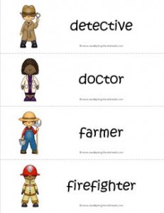 Community Helpers Vocabulary Cards - Detective, Doctor, Farmer, Firefighter