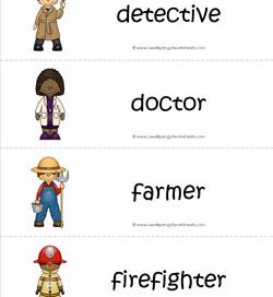 Community Helpers Vocabulary Cards - Detective, Doctor, Farmer, Firefighter