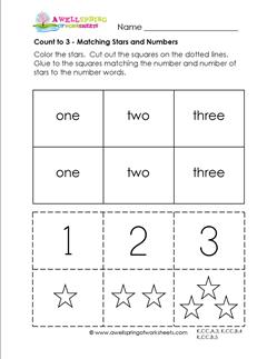 Count to 3 - Matching Stars and Numbers