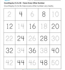 Counting by 2's to 50 - Trace Every Other Number - Tracing the Numbers