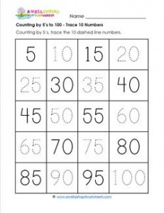 Counting by 5's to 100 - Trace Ten Numbers