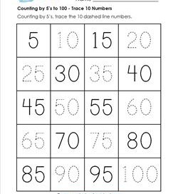 Counting by 5's to 100 - Trace Ten Numbers