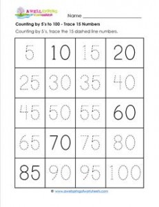 Counting by 5's to 100 - Trace 15 Numbers